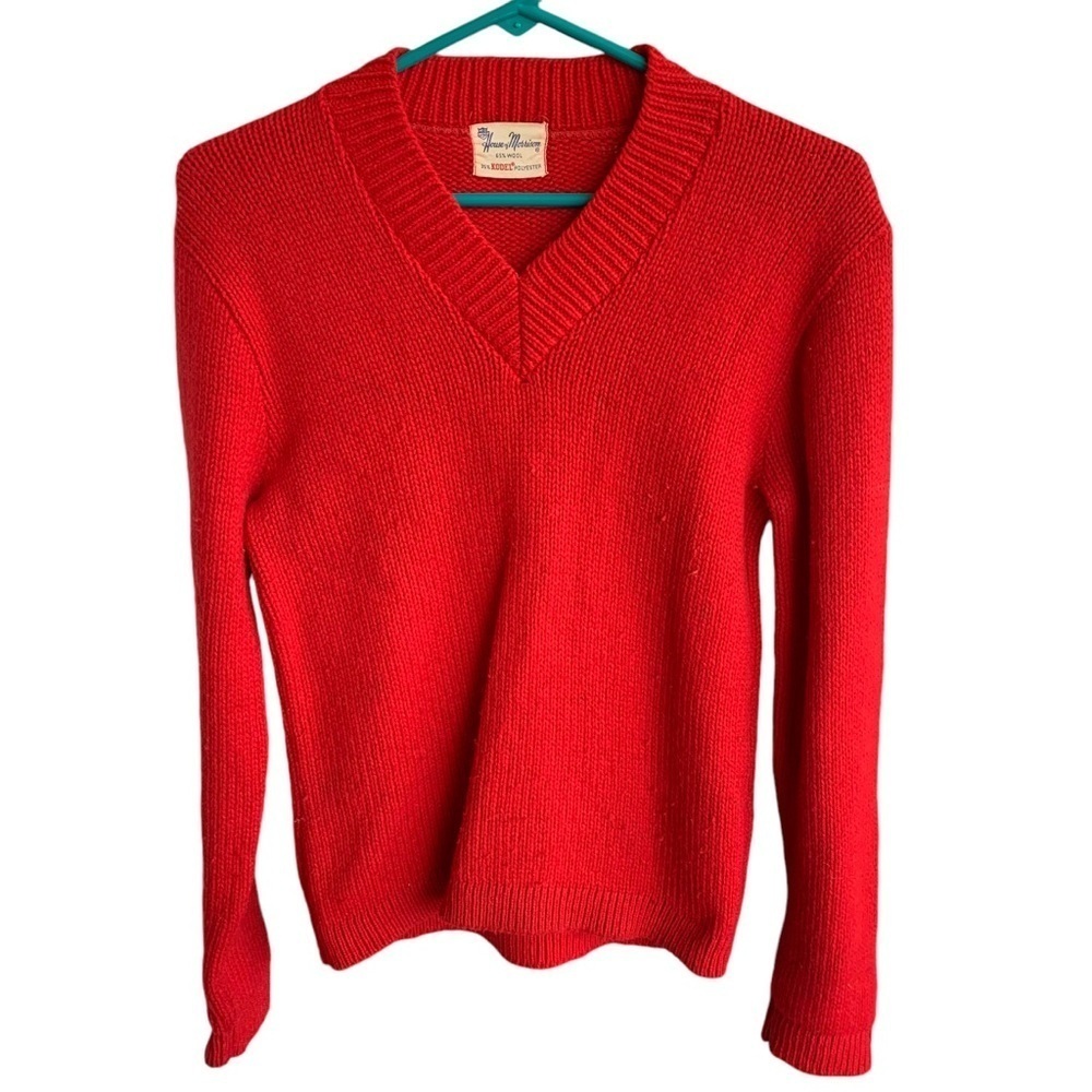 Vintage 50s V-neck Sweater House of Morrison Wool Blend Preppy Mens Womens Small